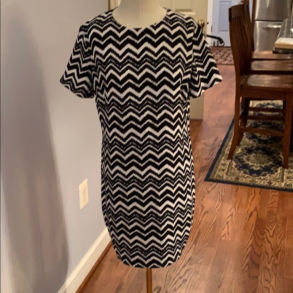 Black and white chevron dress